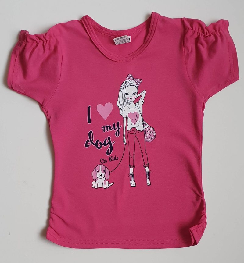 kislány rövidujjú póló pink kutyás